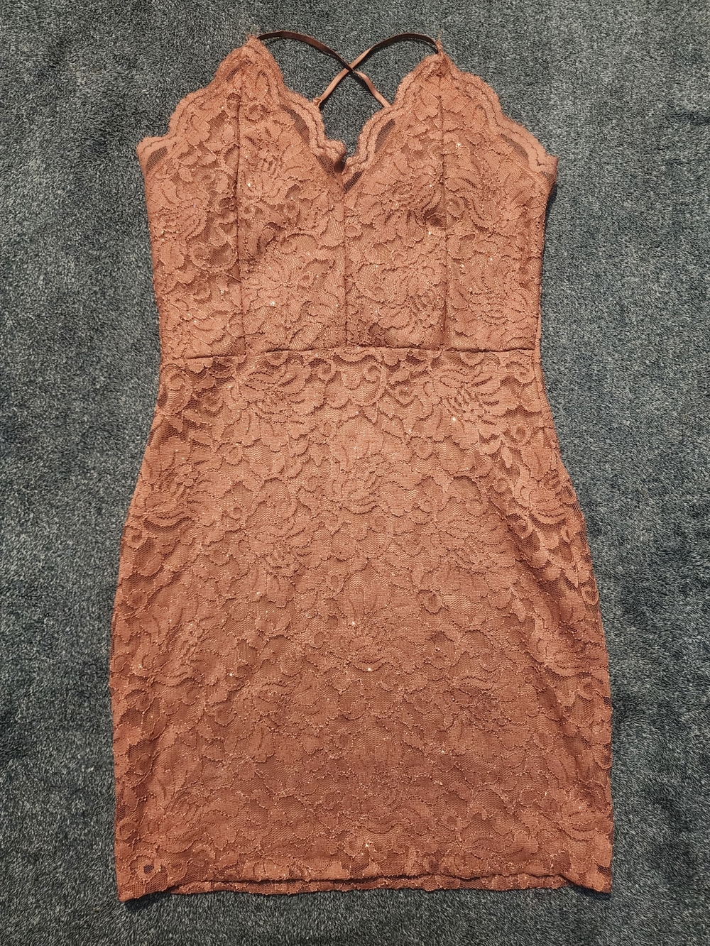 Windsor Lace Bodycon Mini Dress in Terracotta